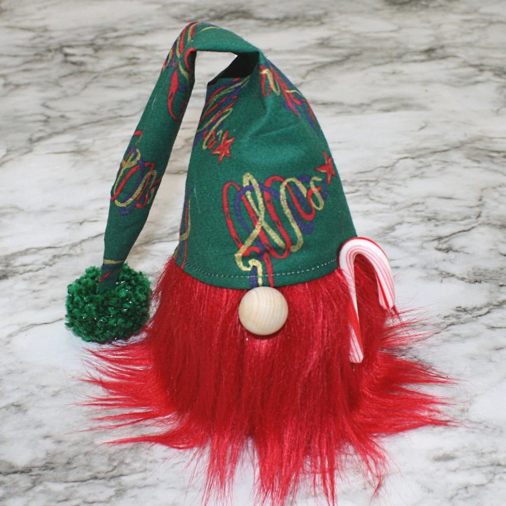 HAND CRAFTED Gnome Red Christmas Air Freshener Cover Decor - Green Scribble Tree